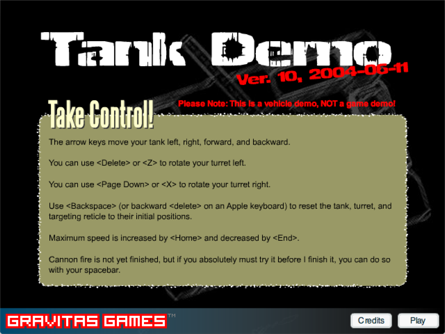 Tank Demo - Title Screen